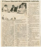 5ª Câmara Itinerante deixa população confortada. Folha Livre,  Conselheiro Lafaiete, 01 abr. 2006, 264ª ed., p. 07.