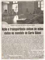 Ação e transparência andam de mãos dada no mandato de Carla Sássi. Jornal Correio da Cidade, Conselheiro Lafaiete, 21 out. 2017 a 27 out. 2017, 1392ª ed., Caderno Política, p 6.