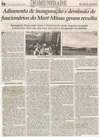 Adiamento de inauguração e demissão de funcionários do Mart Minas geram revolta. Jornal Correio da Cidade, 10 nov. 2018 a 16 nov. 2018. 1447ª ed., Caderno Comunidade, p. 10.