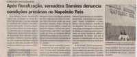 Após fiscalização, vereadora Damires denuncia condições precárias no Napoleão Reis. Jornal Correio da Cidade, Conselheiro Lafaiete de 27 a 03 de mai. de 2024, 1728ª ed., Política, p. 02.