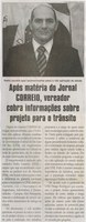 Após matéria do Jornal CORREIO, vereador cobra informações sobre projeto para o trânsito. Jornal Correio da Cidade, Conselheiro Lafaiete, 28 fev. 2015, p. 06.