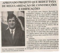 Aprovado projeto que reduz taxa de regularização de construções e edificações. Jornal Gazeta, Conselheiro Lafaiete, 11 mar. 2017 a 17 mar. 2017, 906ª ed, Ano XXX., Caderno Gerais, p. 9.