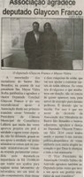 Associação agradece deputado Glaycon Franco. Correio de Minas, Conselheiro Lafaiete, 16 jan. 2014, p. 5.