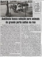 Audiência busca solução para animais de grande porte soltos na rua. Jornal Correio da Cidade, Conselheiro Lafaiete, 11 fev. 2017 a 17 fev. 2017, 1356ª ed.,Caderno Política, p. 6.