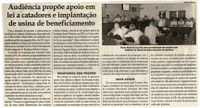 Audiência propõe apoio em lei a catadores e implantação de usina de beneficiamento. Jornal Correio da Cidade, Conselheiro Lafaiete, 25 fev. 2017 a 03 mar. 2017, 1358ª ed.,Caderno Política, p. 4.