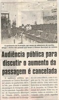 Audiência pública para discutir o aumento da passagem é cancelada. Jornal Correio da Cidade, 09 fev. 2019 a 15 fev. 2019. 1460ª ed., Caderno Política, p. 2.