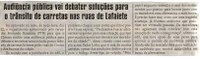 Audiência pública vai debater soluções para o trânsito de carretas nas ruas de Lafaiete. Jornal Correio da Cidade, Conselheiro Lafaiete, 26 ago. 2017 a 01 set. 2017, 1384ª ed., Caderno Política, p 6.