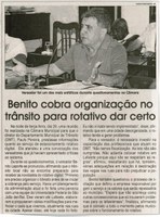 Benito cobra organização no trânsito para rotativo dar certo. Jornal Correio da Cidade, Cons. Lafaiete, 02 a 8 abr. 2016, 1311ª ed. , Caderno Política, p. 4.