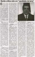 Benito critica voto em "candidato da terra". Correio de Minas, Conselheiro Lafaiete, 19 out. 2013, p. 04.