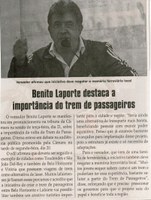 Benito Laporte destaca a importância do trem de passageiro. Jornal Correio da Cidade, Conselheiro Lafaiete , 25 jun. a 1º jul. 2016, 1323ª ed., Caderno Política, p. 4.