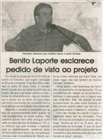Benito Laporte esclarece pedido de vista ao projeto. Jornal Correio da Cidade, Conselheiro Lafaiete, 1288ª ed., 24 out. 2015, Política, p. 6.