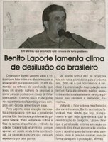 Benito Laporte lamenta clima de desilusão do brasileiro. Jornal Correio da Cidade, Conselheiro Lafaiete, 14 a 20 nov. 2015, 1291ª ed., Caderno Política, p. 4.
