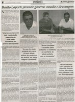 Benito Laporte promete governo ousado e de coragem . Jornal Correio da Cidade, Conselheiro Lafaiete, 06 a 12 ago. 2016, 1329ª ed., Caderno Política, p. 6.