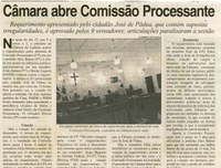 Câmara abre Comissão Processante: requerimento apresentado pelo cidadão José de Pádua, que contém supostas irregularidades, é aprovado pelos 9 vereadores; articulações paralisaram ... . Correio de Minas, Conselheiro Lafaiete, 1º dez. 2007, 173ª ed. p.03.