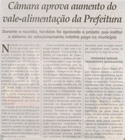 Câmara aprova aumento do vale - alimentação da Prefeitura: durante a reunião, também foi aprovado o projeto que institui o sistem de estacionamento rotativo pago no município. Jornal Correio da Cidade, Conselheiro Lafaiete,  24 mai. 2014, p. 5.