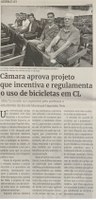 Câmara aprova projeto que incentiva e regulamenta o uso de bicicletas em CL. Jornal Correio da Cidade, Conselheiro Lafaiete, 04 de jun. de 2022, 1630ª ed., Caderno Política, p. 4.