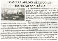 Câmara aprova serviço de inspeção sanitária. Jornal Gazeta, Conselheiro Lafaiete, 02 jul. 2016, 882ª ed., Caderno Gerais, p. 03.
