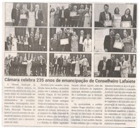 Câmara celebra 235 anos de emancipação de Conselheiro Lafaiete. Jornal Correio da Cidade, Conselheiro Lafaiete, 27 set. a 3 out. 2025, 1798ª ed., Cultura, p. 15.