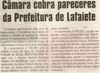 Câmara cobra pareceres da Prefeitura de Lafaiete. Jornal Correio da Cidade, Conselheiro Lafaiete, 14 set. 2011, 1079ª ed.,  p. 02.
