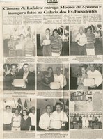 Câmara de Lafaiete entrega Moções de Aplauso e inaugura fotos na Galeria dos Ex-Presidentes. Folha Livre, Conselheiro Lafaiete, 12 dez. 2008, 399ª ed. , p. 11.