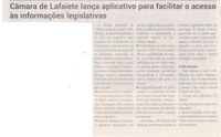 Câmara de Lafaiete lança aplicativo para facilitar o acesso às informações legislativas. Jornal Correio da Cidade, Conselheiro Lafaiete, 22 a 28 mar. 2025, 1772ª ed., Política, p. 4.