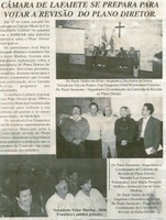 Câmara de Lafaiete se prepara para votar a revisão do plano diretor. Jornal Nova Gazeta, Conselheiro Lafaiete, 30 jun. 2006, 419ª ed. , p. 19.