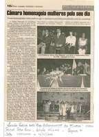  Câmara homenageia mulheres pelo seu dia. Folha Livre, Conselheiro Lafaiete, 64ª ed., 09 a 16 mar. 2002, Política/ Gerais,  p. 10.