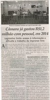 Câmara já gastou R$1,2 milhão com pessoal em 2014: legislativo limita acesso à informação e dificulta o trabalho da imprensa livre. Jornal Correio da Cidade, Conselheiro Lafaiete, 20 set. 2014, p. 2.