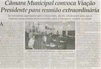  Câmara Municipal convoca Viação Presidente para reunião extraordinaria: os vereadores agendaram para a terça-.feira dia 24, um encontro para que a empresa possa prestar esclarecim... . Jornal Correio da Cidade, Conselheiro Lafaiete, 21 jun. 2014, p. 4.