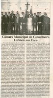 Câmara Municipal de Conselheiro Lafaiete em foco. Jornal O Dossiê, Conselheiro lafaiete, 28 abr. a 07 mai. 2003, Opinião, 40ª ed., p. 02