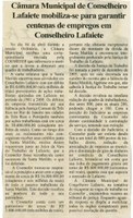 Câmara Municipal de Conselheiro Lafaiete mobiliza-se para garantir centenas de empregos em Conselheiro Lafaiete. Folha Livre, 08 abr. 2006, 265ª ed., p. 03. 