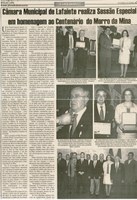 Câmara Municipal de Conselheiro Lafaiete realiza Sessão Especial em homenagem ao Centenário do Morro da Mina. Folha Livre, s.n., 14 a 21 dez. 2002, Especial,  p.3