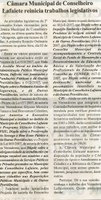  Câmara Municipal de Conselheiro Lafaiete reinicia trabalhos legislativos. Jornal Nova Gazeta, Conselheiro Lafaiete, 04 ago. 2007, 473ª ed., p. 02. 