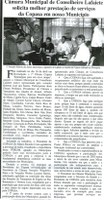  Câmara Municipal de Conselheiro Lafaiete solicita melhor prestação de serviços da COPASA em nosso Município. Jornal O Dossiê, 28 abr. a 07 mai. 2003 ,40ª ed., p. 4.