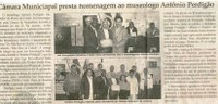 Câmara Municipal presta homenagem ao museólogo Antônio Perdigão. Jornal Correio da Cidade, Conselheiro Lafaiete, 17 nov. 2007, 881ª ed., p. 04.