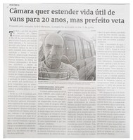 Câmara quer estender vida útil de vans para 20 anos, mas prefeito veta. Jornal Correio da Cidade, Conselheiro Lafaiete, 29 de jun. a 05 de jul. 2024, 1737ª ed., Comunidade, p. 8.
