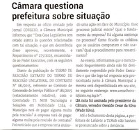 Câmara questiona prefeitura sobre situação. Jornal Correio da Cidade, Conselheiro Lafaiete de 30 a 06 de out. de 2023, 1699ª ed., Comunidade, p. 14.