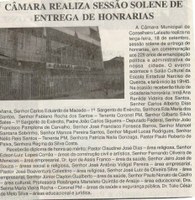 Câmara realiza sessão solene de entrega de honrarias. Jornal Nova Gazeta, Conselheiro Lafaiete, 14 set. 2018 a 21 set. 2018, 962ª ed., p. 2.