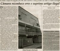 Câmara reconhece erro e suprime artigo ilegal: o projeto original foi barrado pelo MP; texto autoriza a Casa a vender sua sede e o teatro municipal. Jornal Correio da Cidade, Conselheiro Lafaiete,10 mar. 2012, p. 04.