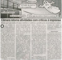 Câmara retoma atividades com críticas à imprensa: Benito quer que a mídia divulgue também os salários e gratificações dos promotores e juízes. Correio de Minas, Conselheiro Lafaiete, 08 fev. 2014, p. 2.
