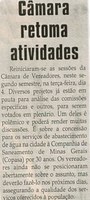 Câmara retoma atividades. Jornal Correio da Cidade, Conselheiro lafaiete, 08 ago. 2009, p. 04.