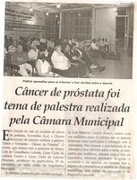 Câncer de próstata foi tema de palestra realizada pela Câmara Municipal. Jornal Correio da Cidade, Conselheiro Lafaiete, 09 dez. 2017 a 15 dez. 2017, 1399ª ed., Caderno Especial, p B8.