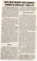 Carla Sássi desabafa após assegurar mandato na Justiça por 7 votos a 0. Jornal Correio da Cidade, Conselheiro Lafaiete, 16 dez. 2017 a 22 dez. 2017, 1400ª ed., Caderno Política, p 6.