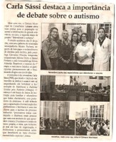 Carla Sássi destaca a importância de debate sobre o autismo. Jornal Correio da Cidade, Conselheiro Lafaiete, 01 jul. 2017 a 07 jul. 2017, 1376ª ed., Caderno Política,p.6