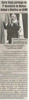 Carla Sássi participa do 1º Seminário de Defesa Animal e Bioética na ALMG. Jornal Correio da Cidade, 28 jul. 2018 a 03 ago. 2018. 1432ª ed., Caderno Política, p. 6.