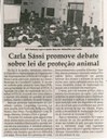 Carla Sássi promove debate sobre lei de proteção animal.. Jornal Correio da Cidade, Conselheiro Lafaiete, 14 jan. 2017 a 20 jan. 2017, 1352ª ed. Caderno Político, p. 4.