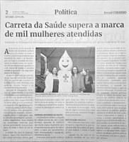 Carreta da Saúde supera a marca de mil mulheres atendidas. Jornal Correio da Cidade, Conselheiro Lafaiete, 14 a 20 mar. 2026, 1818ª ed., Política, p. 2.
