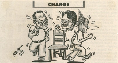 Charge. Jornal Correio da Cidade, Conselheiro Lafaiete, 29 abr. 2006, 801ª ed., p. 12.