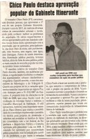 Chico Paulo destaca aprovação popular do Gabinete Itinerante. Jornal Correio da Cidade, Conselheiro Lafaiete, 06 jan. 2018 a 12 jan. 2018, 1403ª ed., Caderno Política, p 06.