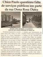 Chico Paulo questiona falta de serviços públicos em parte da rua Dona Rosa Dutra. Jornal Correio da Cidade, Conselheiro Lafaiete, 17 jun. 2017 a 23 jun. 2017, 1374ª ed., Caderno Política,p. 6.